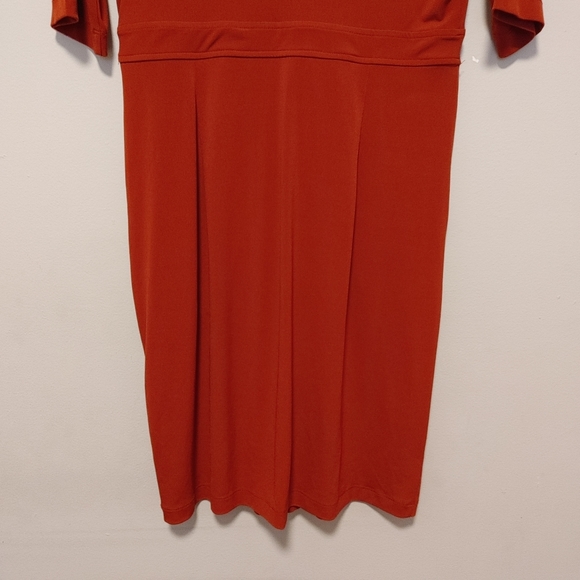 Banana Republic Dark Wine Red Stretchy V Neck Dress Front Pockets, Sz M - Picture 5 of 9